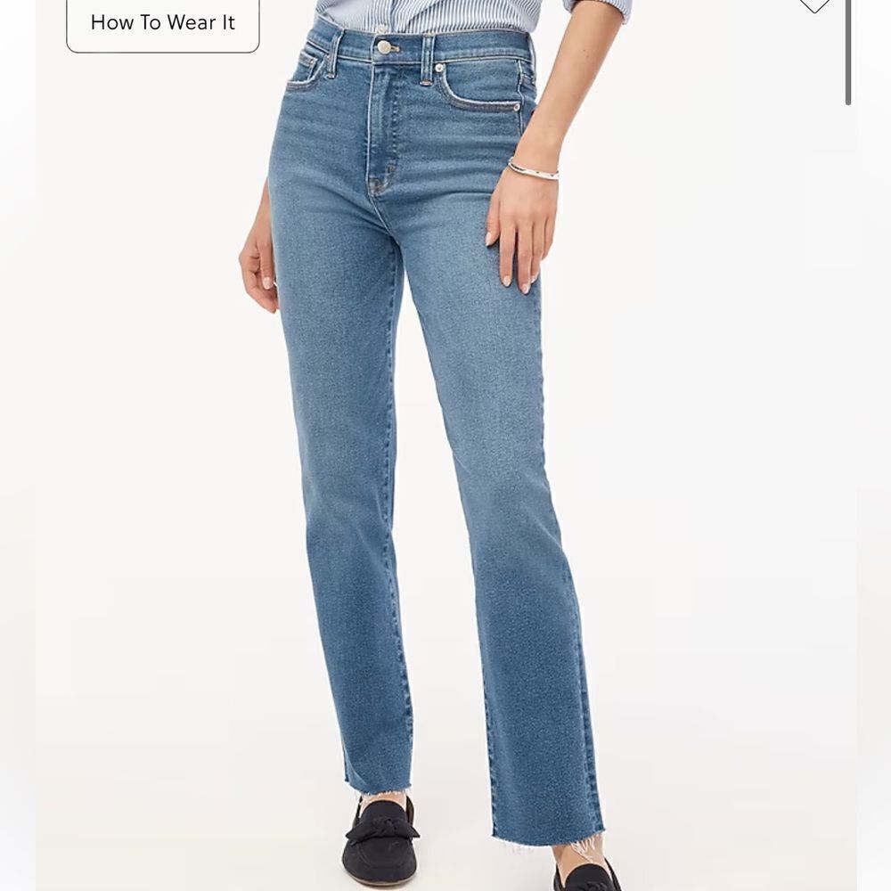 J. Crew Factory Petite stovepipe jean with cut hem in signature stretch+